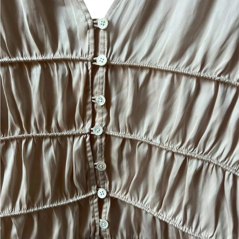 NWT FRAME Julianne Smocked Puff Sleeve Top Size Medium - Picture 4 of 6